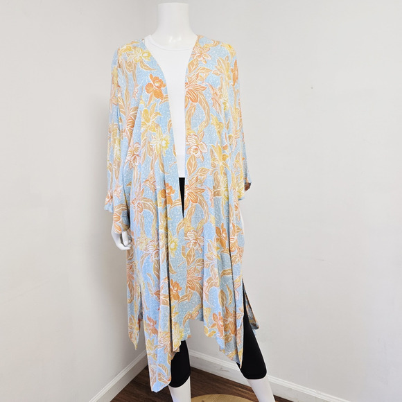 Roxy Kimono Duster Size M/L Tropical Floral Short Sleeve Bohemian Festival NWT - Picture 1 of 11